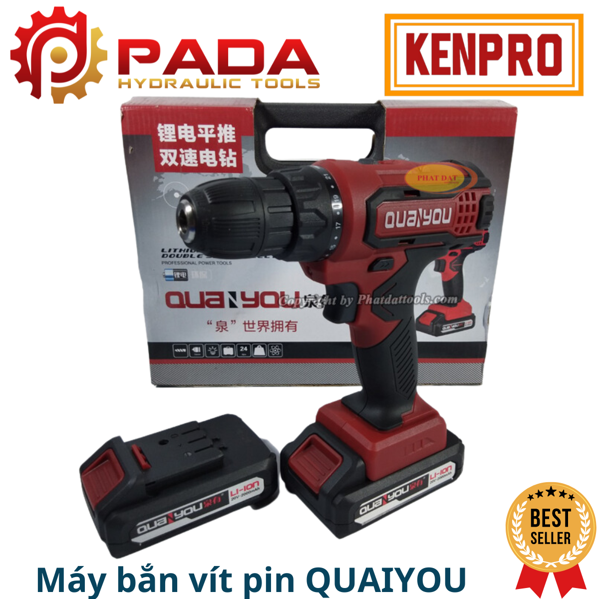 Máy bắn vít dùng pin 21v quanyou qy5220-2 pin cao cấp-bảo hành 6 tháng