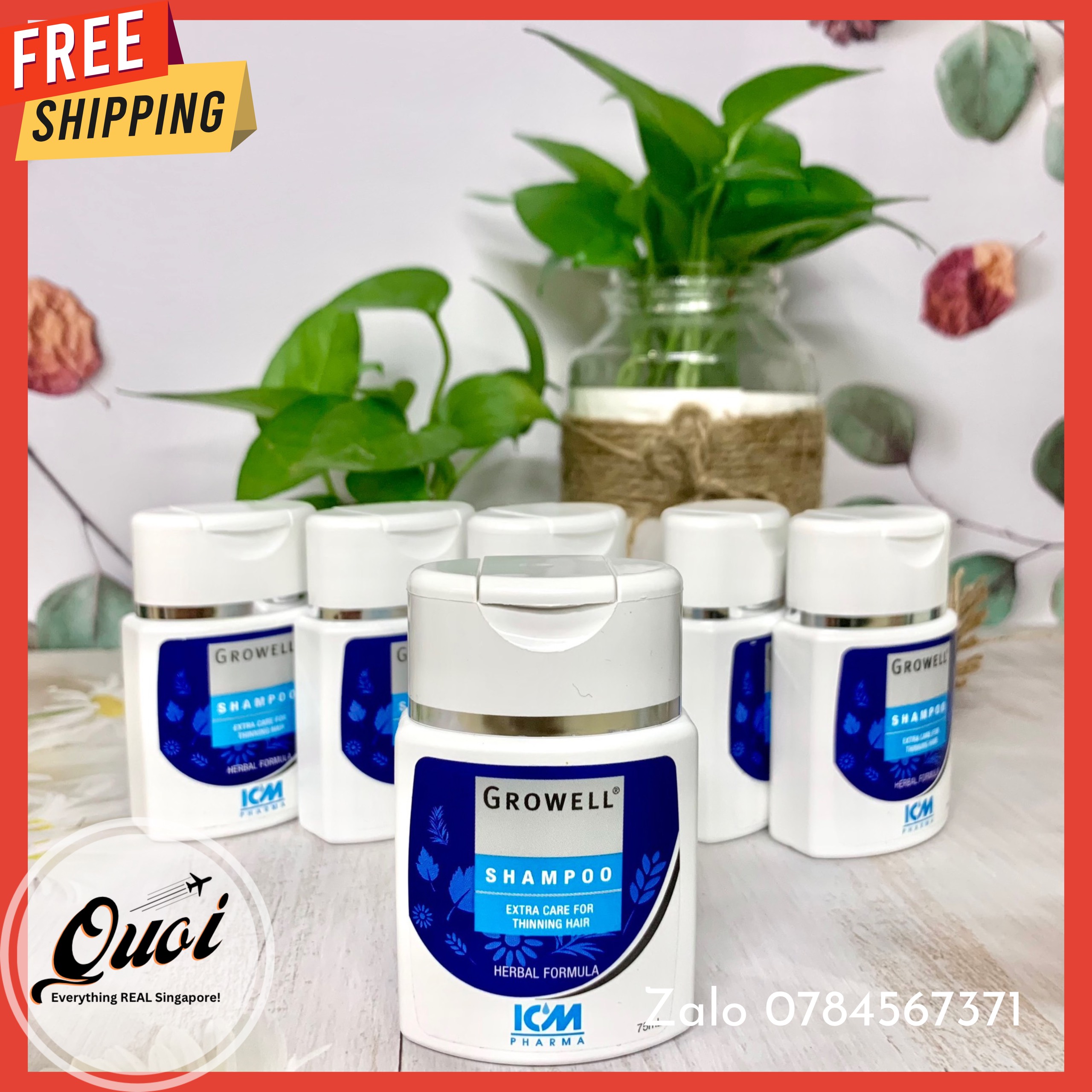 Singapore - Dầu gội đầu ngăn rụng tóc Growell đỉnh của đỉnh - chai 75ml - cứu cánh cho tóc mỏng, thưa, dễ rụng