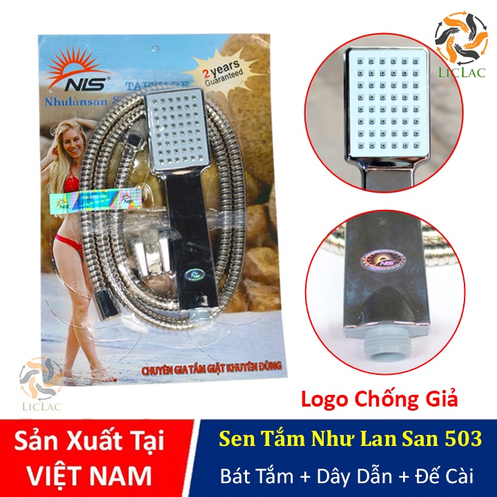 Vòi sen tắm như lan san 503 kèm dây dẫn và đế cài, vòi tắm hoa sen cao cấp - liclac