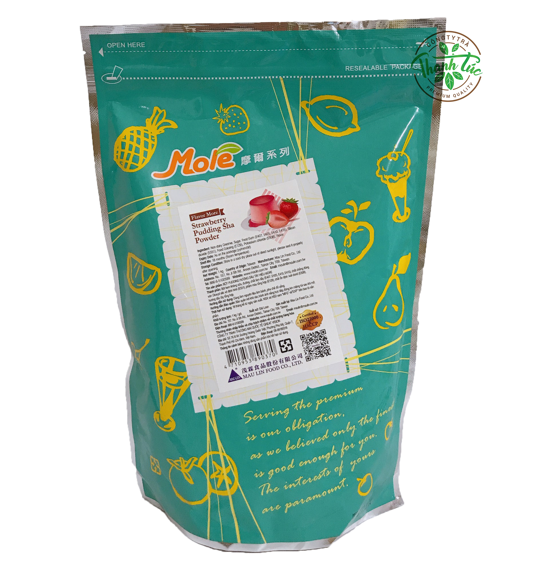 Bột Pudding Đài Loan Maulin Mole Dâu Gói 1kg