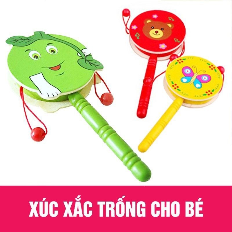Trống lục lạc bằng gỗ / đò chơi cho bé