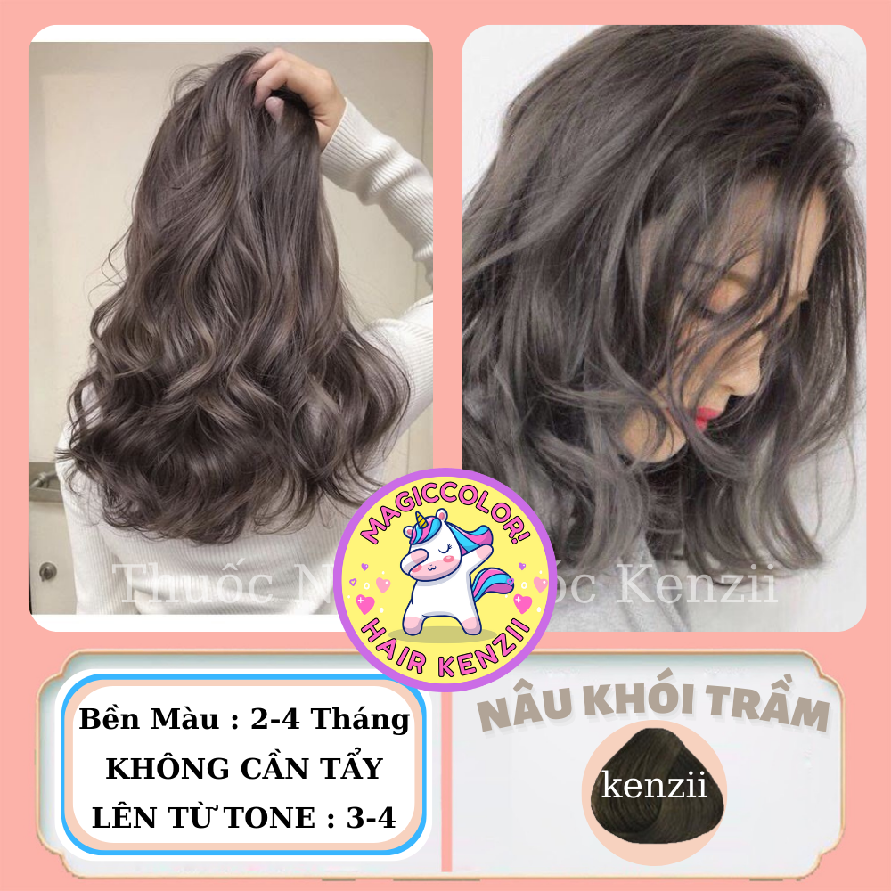 Thuốc nhuộm tóc màu nâu khói trầm không tẩy tặng kèm oxi trợ nhuộm | thuốc nhuộm tóc tại nhà kenzii