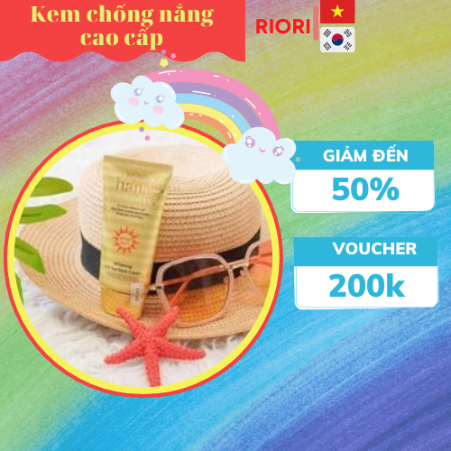Kem chống nắng cho da mặt riori, kem chống nắng whitening uv sunblock cream 50g