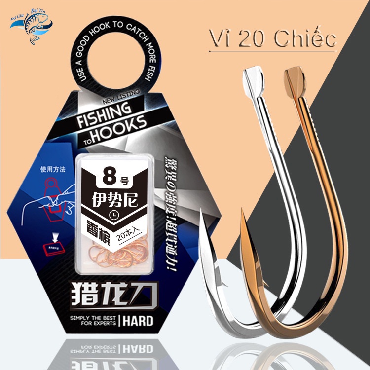Lưỡi Câu Cá HOÀNG KIM GIÁP Nhật Bản (20 chiếc) Màu Vàng Đồng Siêu Bén Lưỡi Câu Có Ngạnh Siêu Bền Cao Cấp