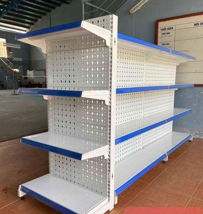 Kệ đầu dãy đôi_lưng tôn lỗ_cao 1.5m-dài 0.7m-4 tầng