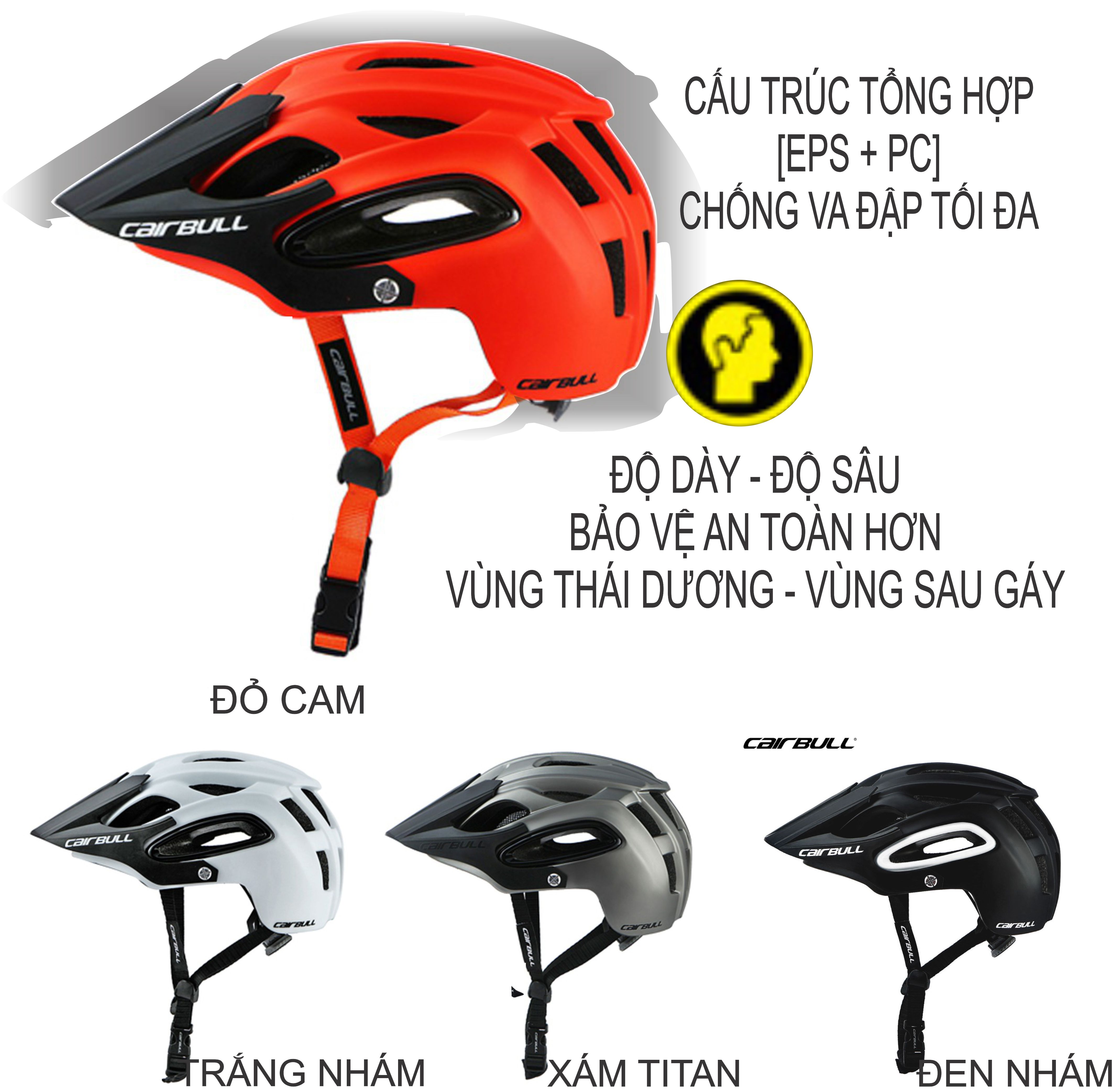 Mũ bảo hiểm thể thao nam, Nón xe đạp thể thao nam, Mũ bảo hiểm Cairbull, Nón bảo hiểm xe đạp thể thao cao cấp, thời trang