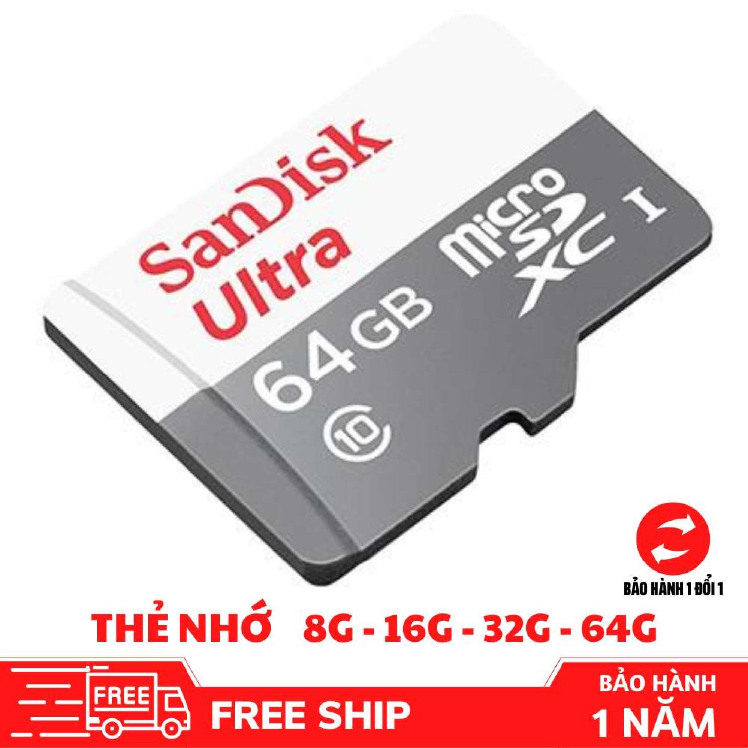 Thẻ nhớ micro sd royalmic sandisk 64gb, 32gb, 16gb, 8gb dùng điện thoại, máy ảnh - thẻ nhớ tốc độ cao class 10 ultra 667x 100mb/s