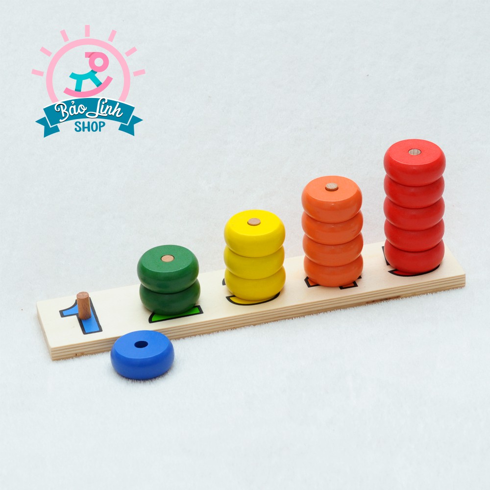 Cọc học số - lượng - bản to chuẩn montessori| giáo cụ montessori