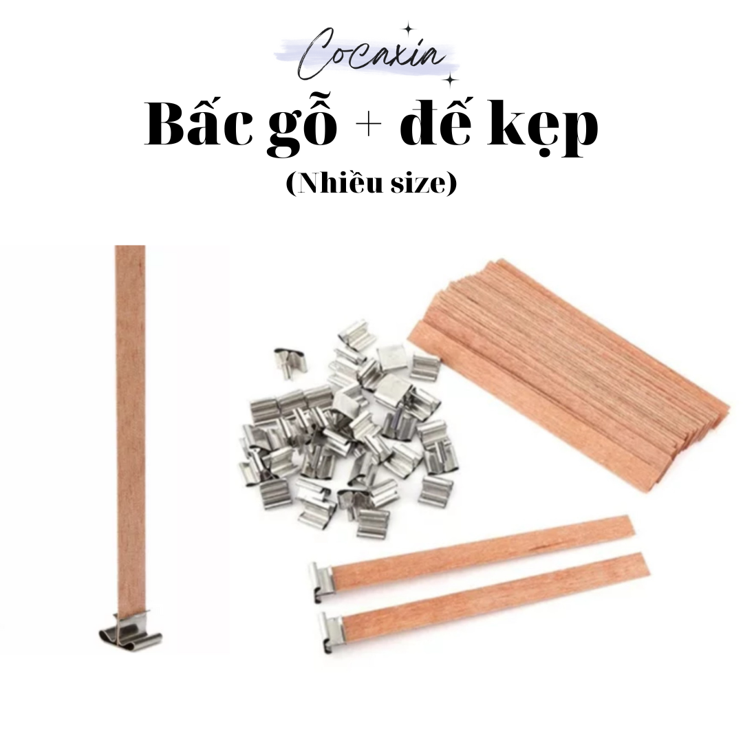 Bấc nến gỗ đế kẹp nguyên liệu làm nến cocaxia