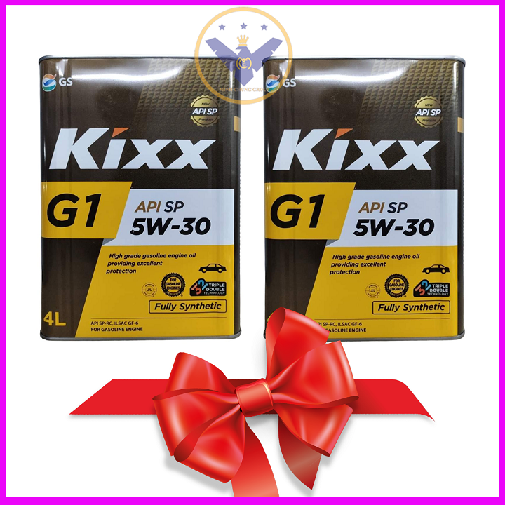 Combo 2 Dầu nhớt ô tô full tổng hợp Kixx G1 API SP 5W30 Hàn Quốc can sắt 4L- Fully Synthetic