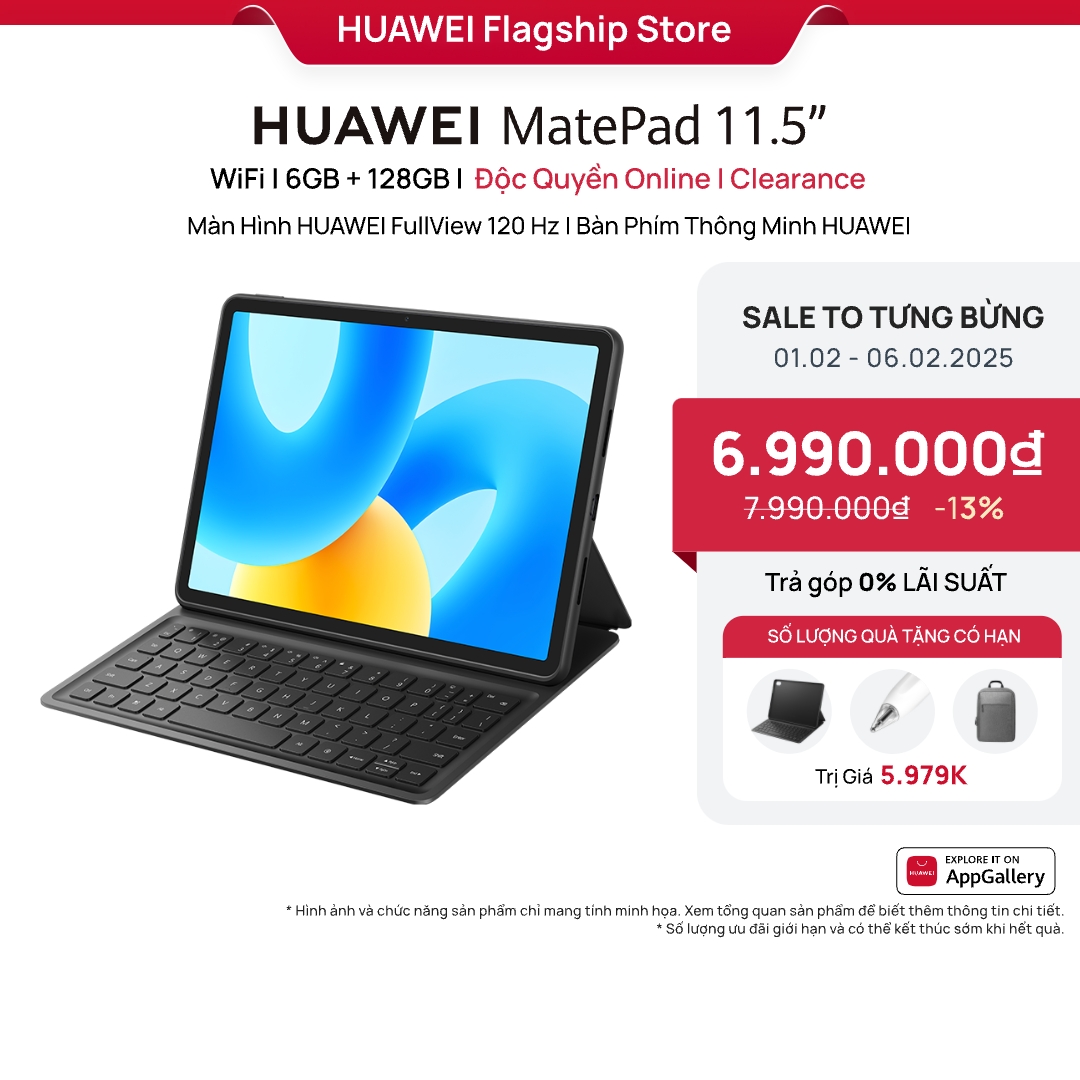 HUAWEI MatePad 11.5" | Màn Hình HUAWEI FullView 120 Hz | Bàn Phím Thông Minh HUAWEI | Thiết Kế Kim L