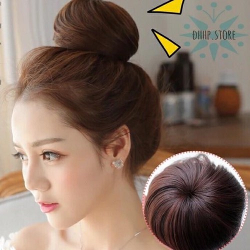 Tóc giả nữ💖tóc giả búi tròn sang chảnh ảnh thật