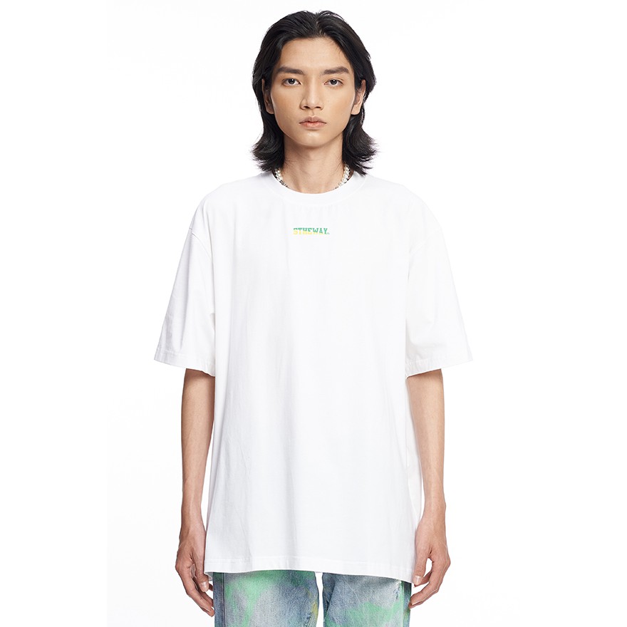 5theway® /two-tone line/ big logo new tee™ in white aka áo thun tay ngắn trắng