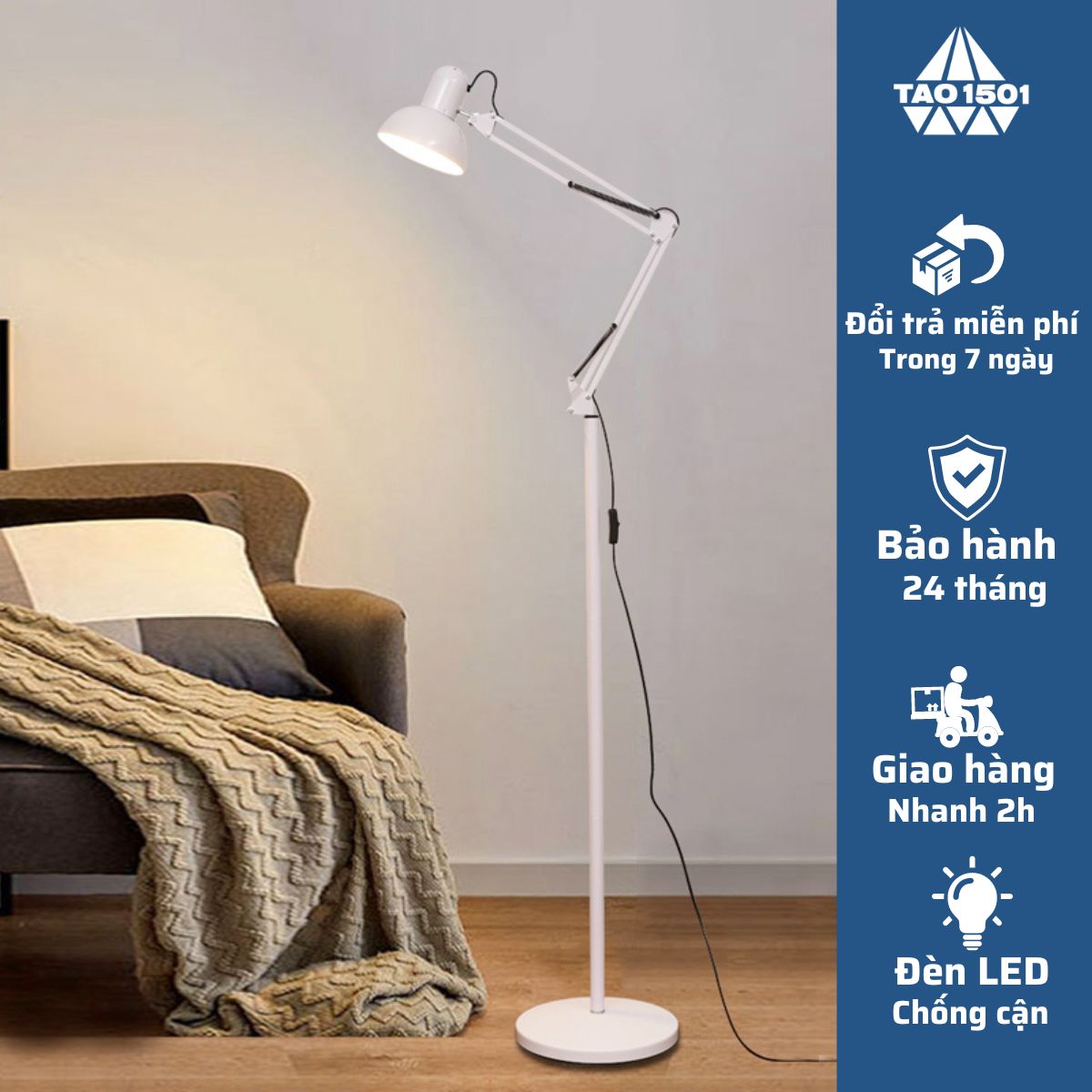 Đèn cây đứng pixar đọc sách tao1501 bóng led siêu sáng chống cận thị, đổi 3 màu ánh sáng, bảo hành 2 năm
