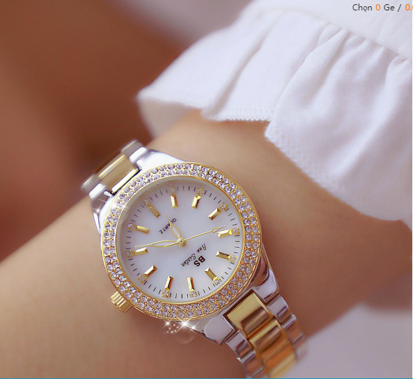 Đồng Hồ Nữ Bee Sister Dây Kim Loại Viền Đính Đá Siêu Đẹp
