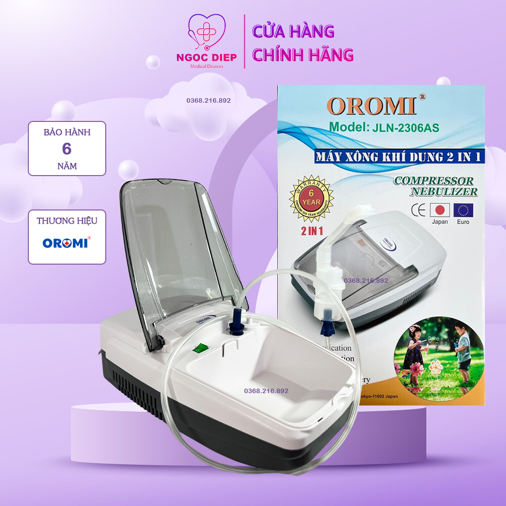 Máy xông khí dung và hút mũi 2 trong 1 oromi jln-2306as - máy xông mũi họng cho người lớn, trẻ em - bảo hành 6 năm