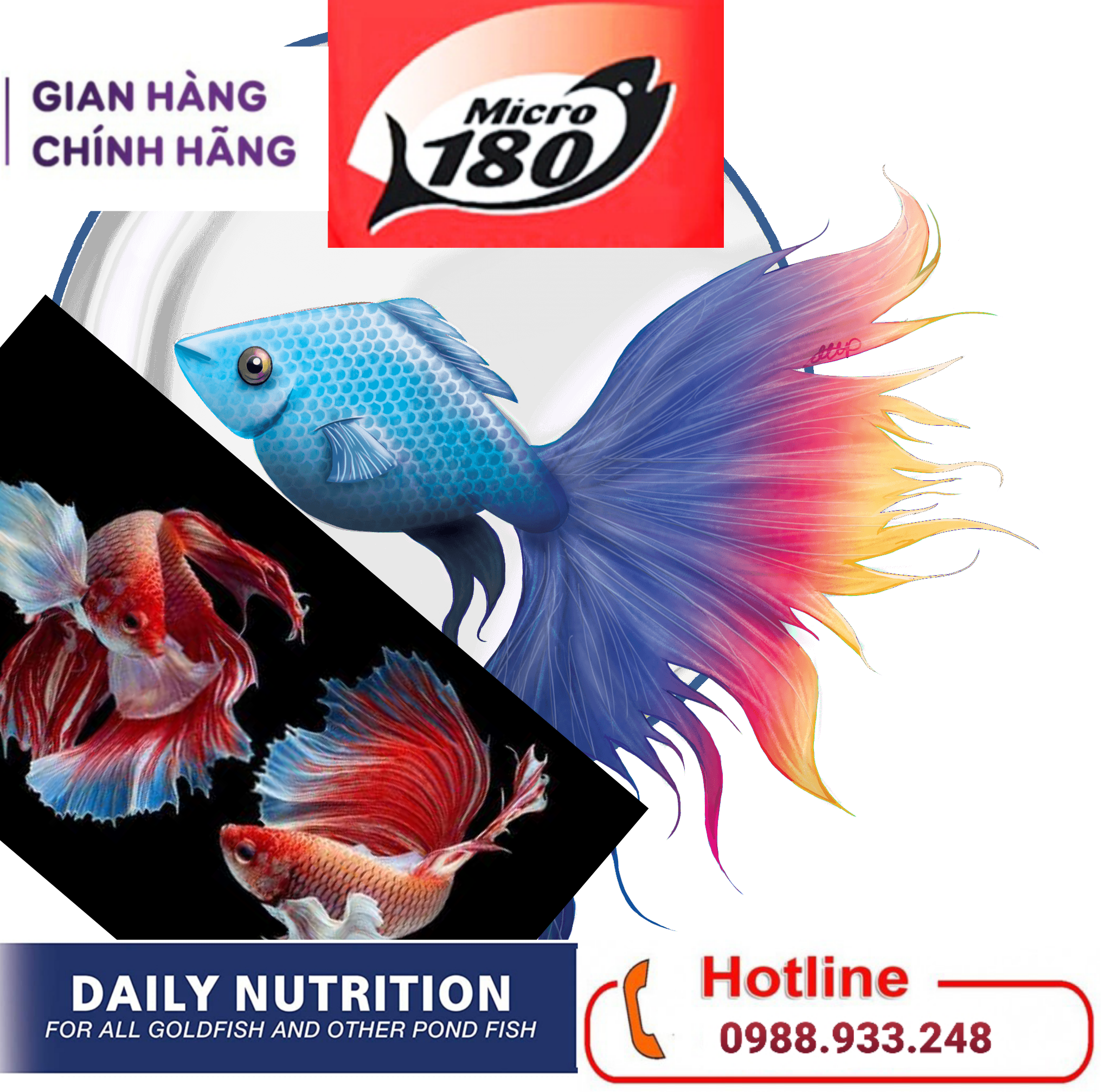 Cám nổi Micro 180 cho cá giống, cá cảnh, Cá Koi, cá Betta || 1Kg