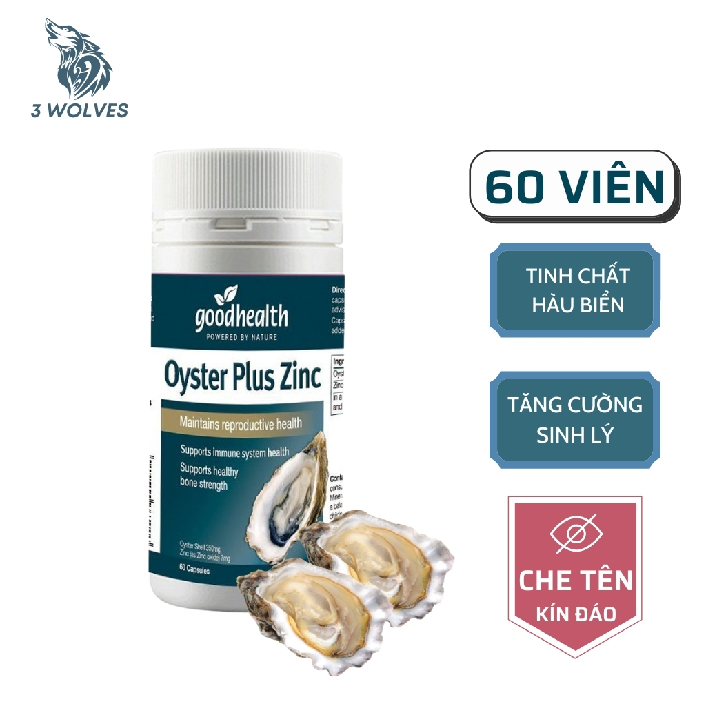 Tinh chất hàu New Zealand Good Health Oyster Plus Zin C, tăng cường sinh lý nam giới, hộp 60 viên - 3Wolves Shop