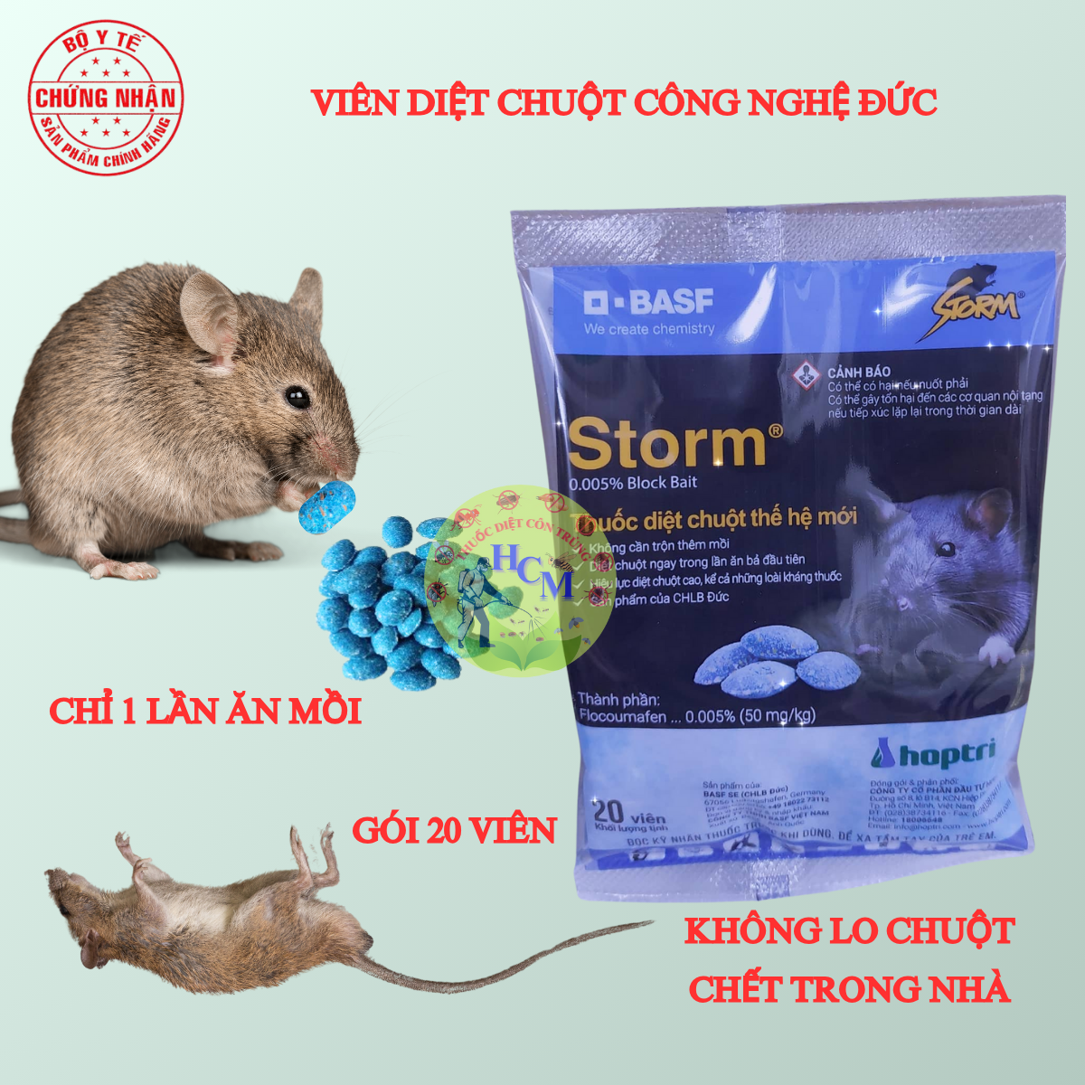   Chính hãng  Thuốc diệt chuột sinh học STORM Đức  gói 20 viên  - chỉ 1 lần ăn mồi 