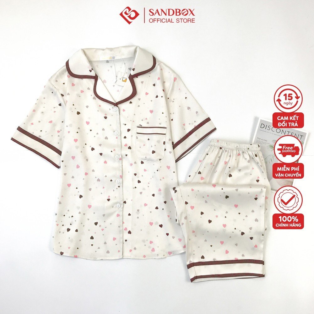 Đồ bộ nữ Pijama SANDBOX chất Lụa Latin áo cộc tay quần lửng họa tiết tinh tế BLL23003