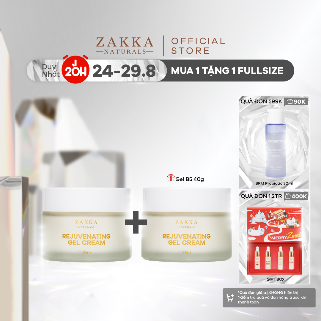 Gel Kem Dưỡng B5 Zakka Naturals Phục Hồi, Tái Tạo Da Lành Tính Rejuvenating Herbal Oil Free Gel Cream 35g