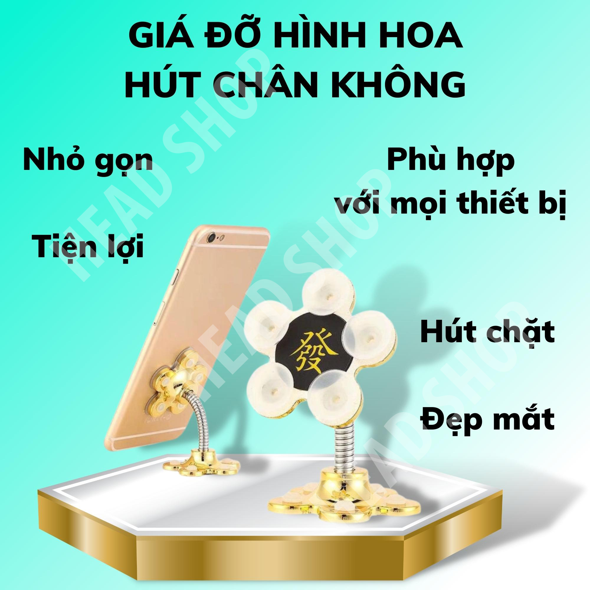 Giá đỡ điện thoại hình cánh hoa GĐH hút chân không siêu dính xoay 180 độ HEADSHOP