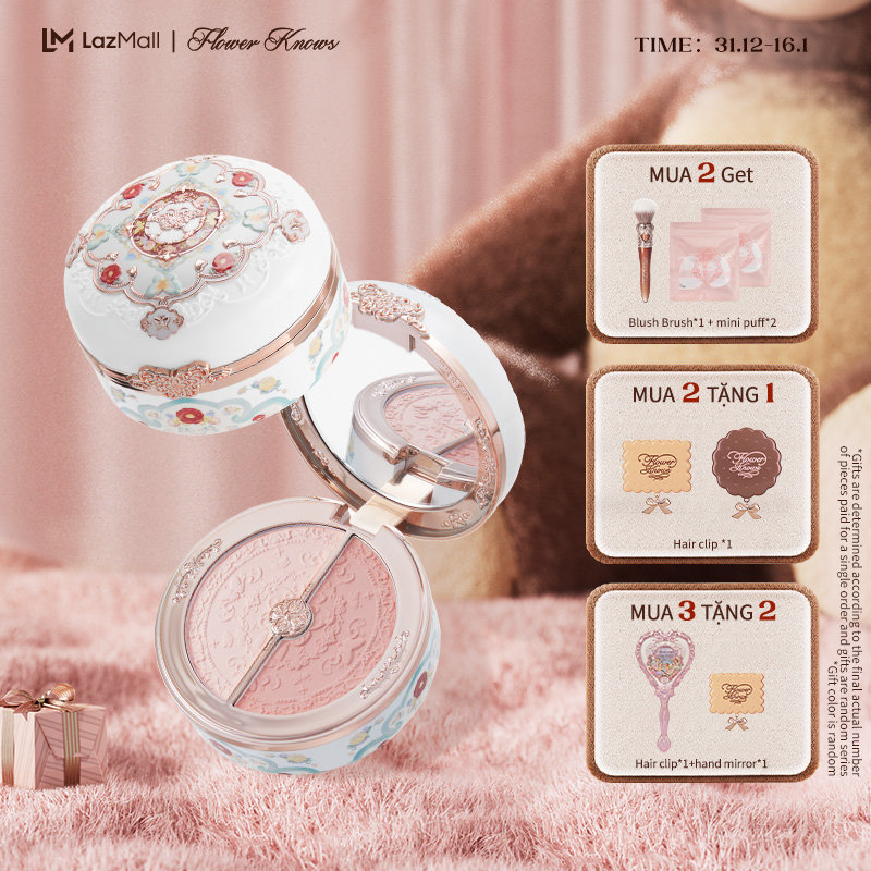  Flower Knows Butterfly Cloud Collar Collection Hộp Phấn 2 Màu Phấn Highlight và Phấn Má Hồng 6g blush 