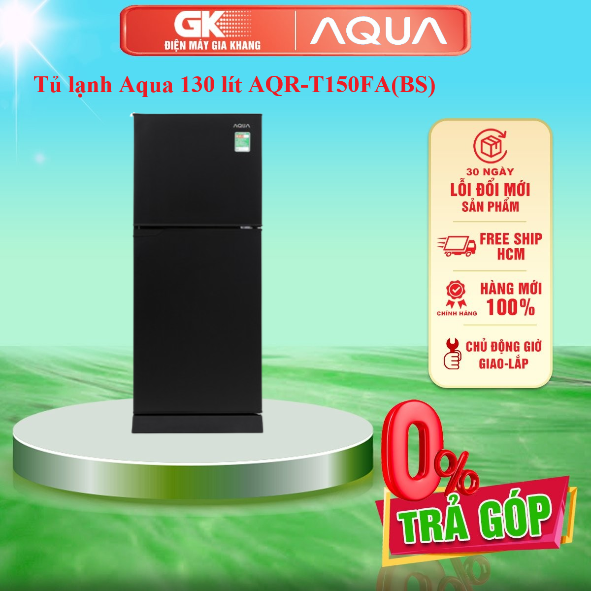 TỦ LẠNH AQUA 130 lít AQR-T150FA(BS) - GIAO TOÀN QUỐC - FREESHIP HCM