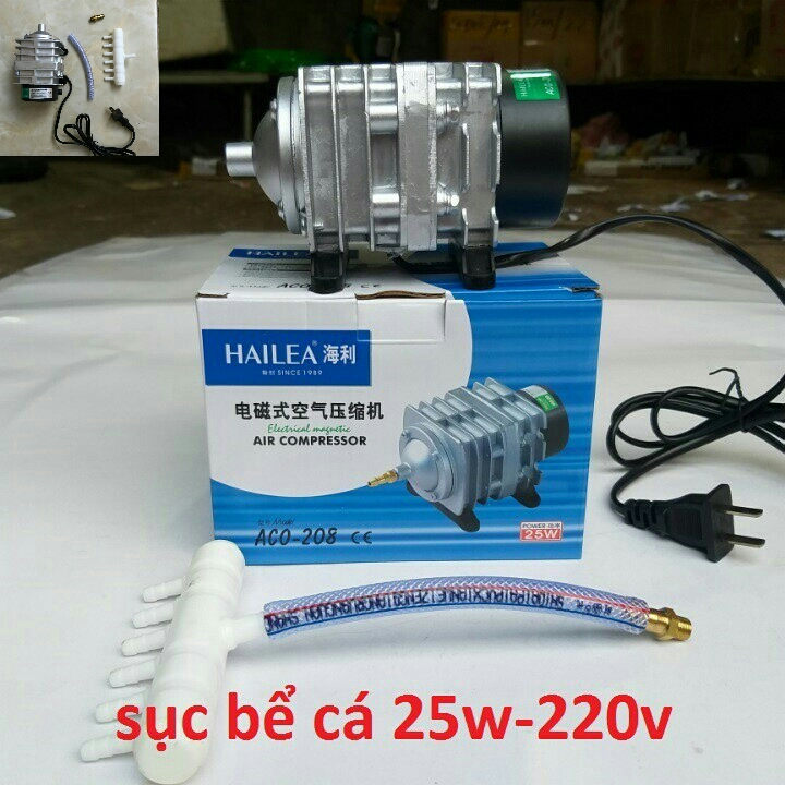 Máy sục sủi thổi khí oxy hồ bể cá cảnh HAILEA aco-208 (25w - 220v) | Máy thổi oxy cho hồ bể cá 25w | Máy sục khí bể cá điện 220v | Máy sục khí bể cá mini | Máy sục khí | Máy sục khí mini | Máy sục oxi bể cá