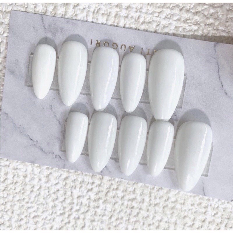 Nailbox, 10 móng úp thiết kế, màu trắng đơn giản giá rẻ