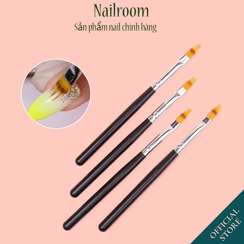 Cọ ombre đầu dẹt cán nhựa đen - Cọ vẽ móng nails trang trí chuyên nghiệp