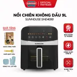 Nồi Chiên Không Dầu 9L Sunhouse SHD4090 - Công Suất 1700W, Màn Hình Cảm Ứng Tích Hợp 12 Chế Độ Nấu