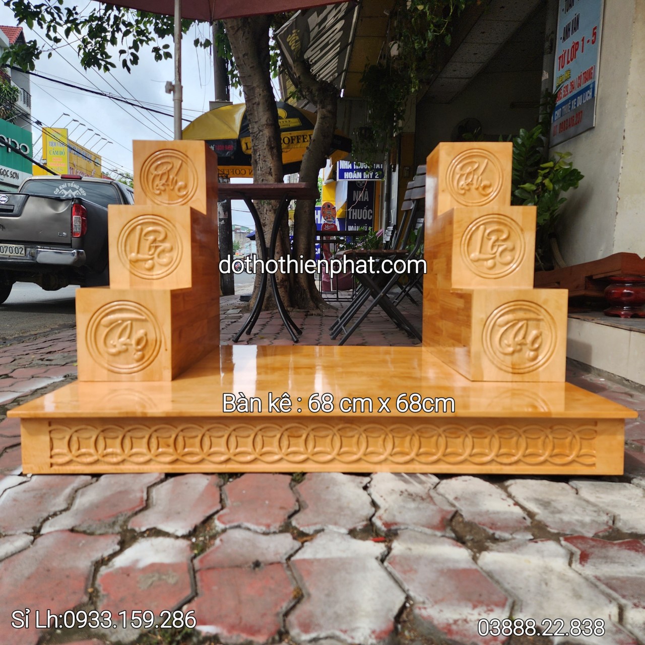 (Giá Tại Xưởng ) Bàn kê gỗ cao su đặt bàn thờ thần tài 68x 68cm giá rẻ nhất thị trường Lh: 03888.22.838