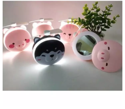 [HCM][SIÊU HOT] QUẠT ĐÈN GƯƠNG TRANG ĐIỂM HÌNH HEO SIÊU DỄ THƯƠNG - QUẠT HEO MINI CẦM TAY CÓ GƯƠNG VÀ CÓ ĐÈN LED SIÊU CUTE 3 IN 1