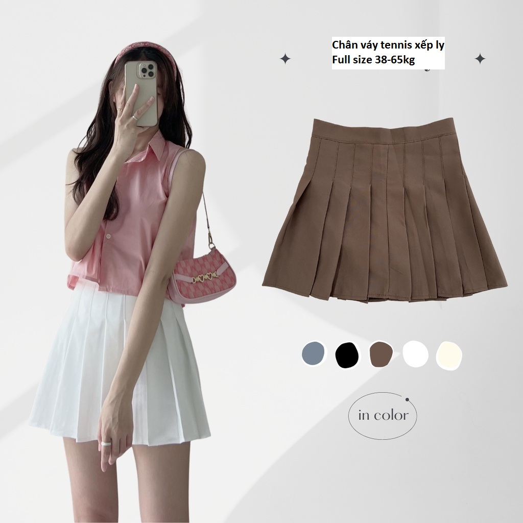 Chân váy trắng xòe xếp ly CV0337  Thời trang công sở KK Fashion 2019