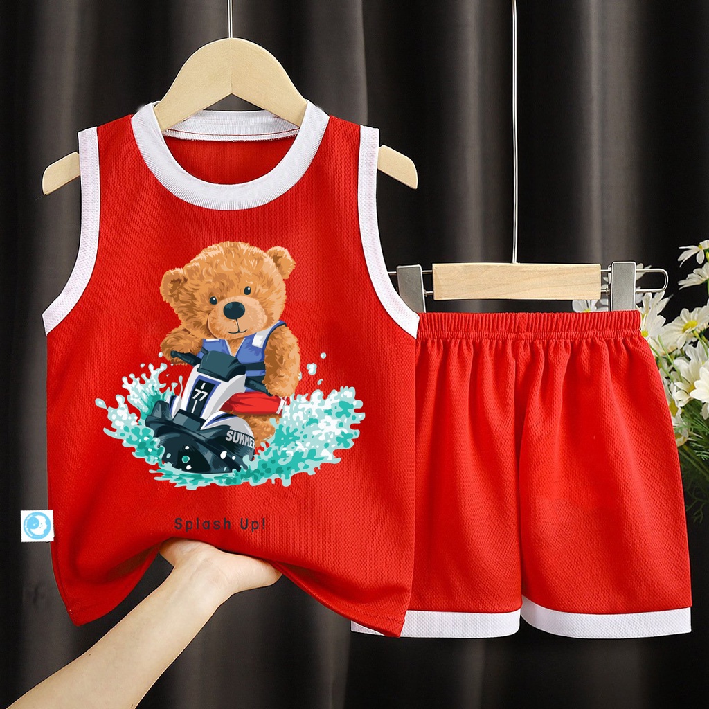 Bộ quần áo Bé trai in hình đáng yêu TT2 kiểu dáng sát nách thể thao chất vải thể thao mát mịn từ 10kg đến 28kg- shop NEMOKIDS-TT2 - 1
