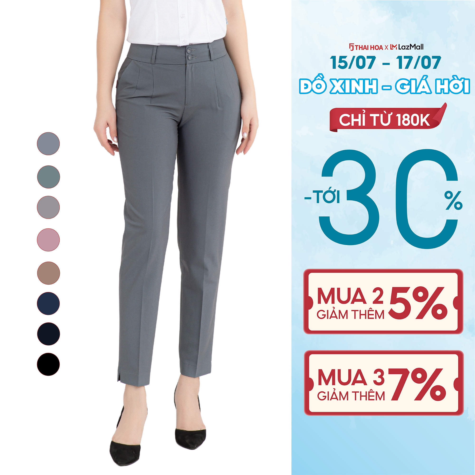 Quần tây nữ  màu ghi sángThái Hòa QAW2016-R04-E02