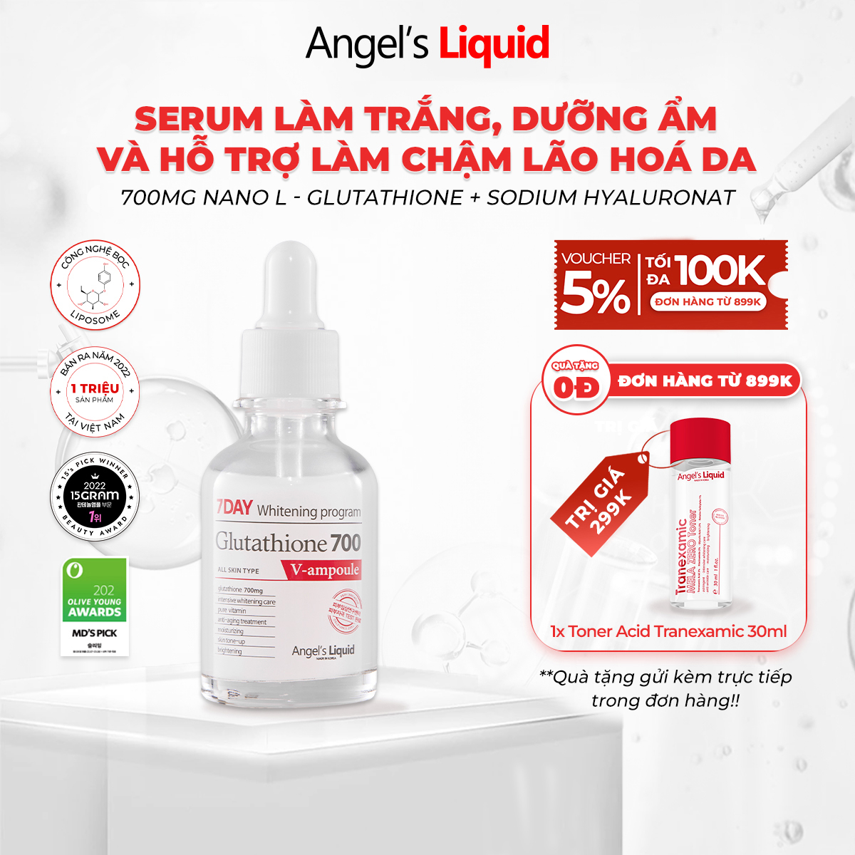 glutathione 700 review Kem Dưỡng Angel’s Liquid 7 Day Whitening Program V-Cream 50ml Product Description The Angels Liquid Glutathione + Niacinamide 700 V Review Chi Tiết Top 4