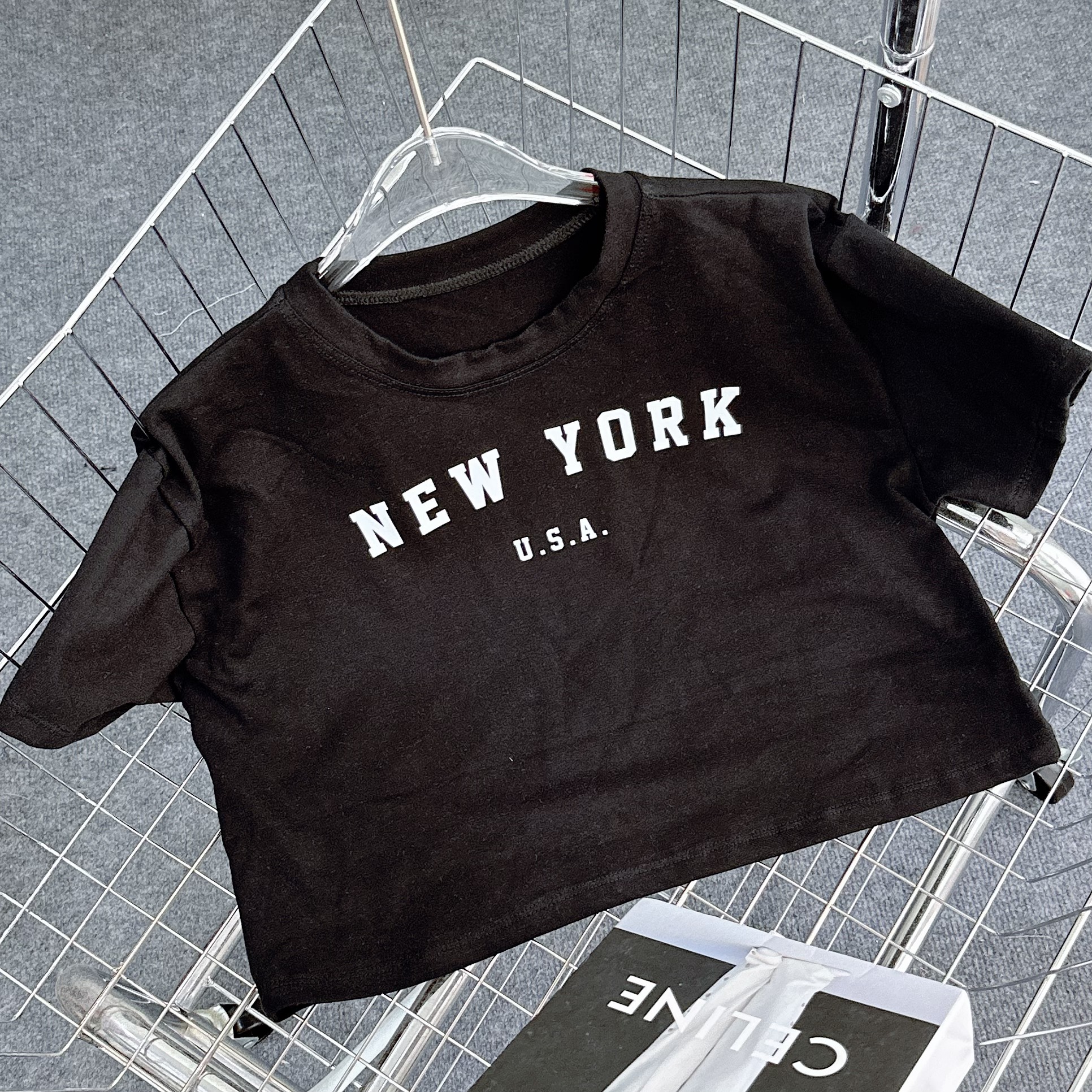 Áo croptop tay ngắn NhiNaa Store, phong cách in hình cá tính NEW YORK A5599