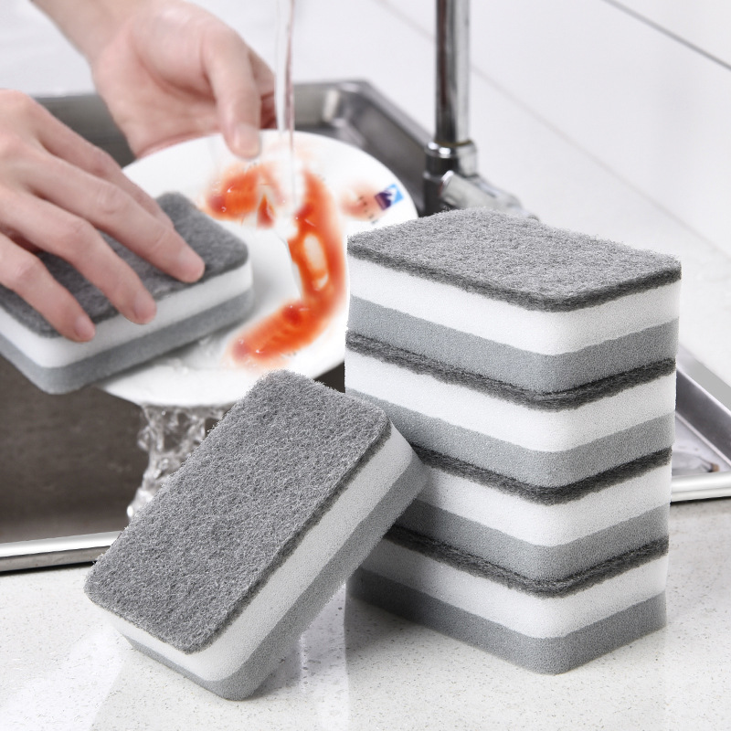 Miếng xốp rửa chén 2 mặt màu xám tiện dụng vệ sinh nhà bếp giá rẻ M69