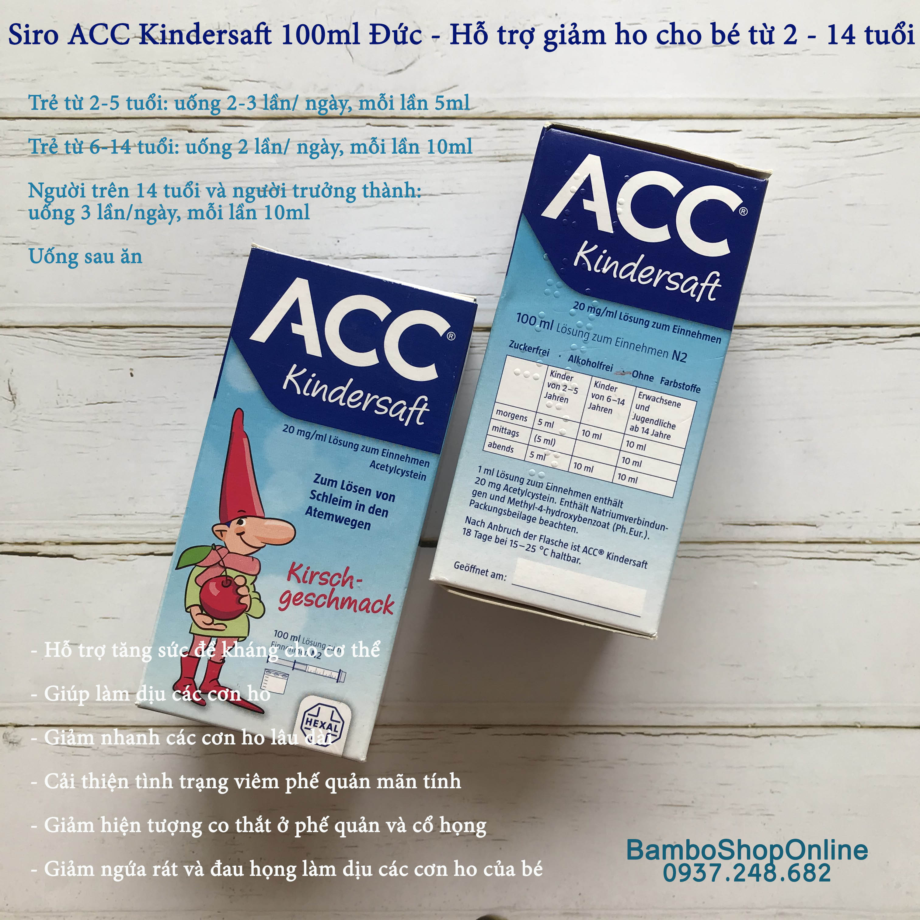 Siro acc kindersaft 100ml hỗ trợ giảm ho cho bé từ 2 - 14 tuổi - hàng xách tay đức