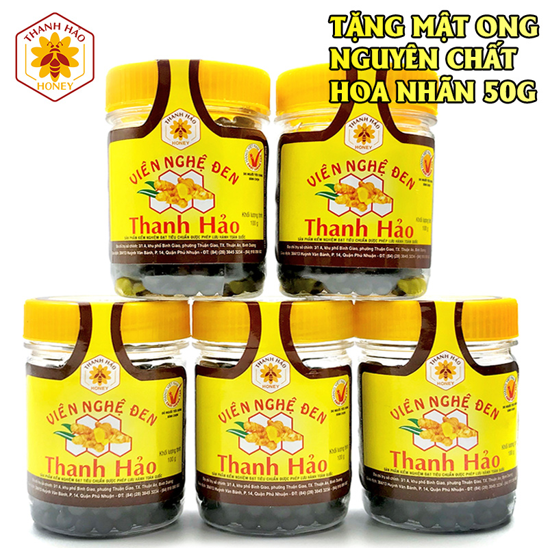Viên Nghệ Đen Mật Ong Thanh Hảo, Combo 5 Lọ Viên Nghệ Đen Mật Ong Chất Lượng Cao 500g