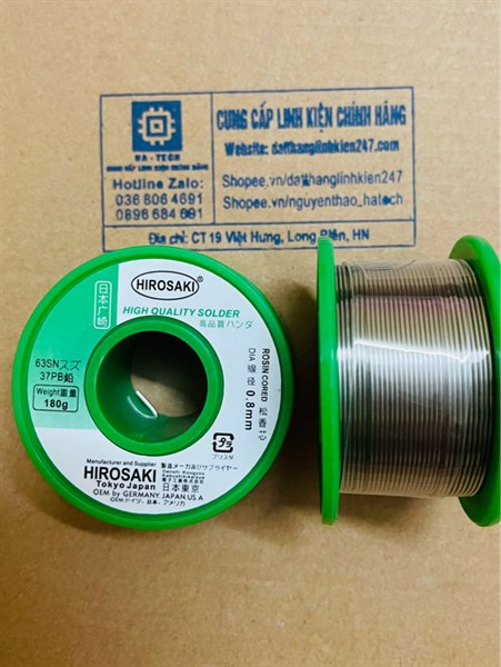 Thiếc hàn nhật hirosaki 0.8mm sn60 pb40 180g xanh