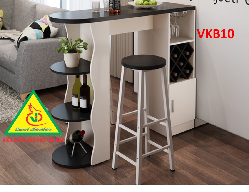 Quầy bar mini, quầy bar nhà bếp kết hợp tủ rượu VKB10 ( không kèm ghế) - Nội thất lắp ráp