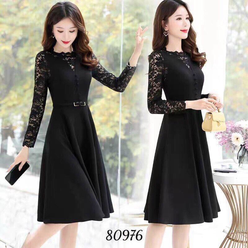 [HCM]ĐẦM CÔNG SỞ DÀI TAY KÈM THẮT LƯNG SANG TRỌNG-D09