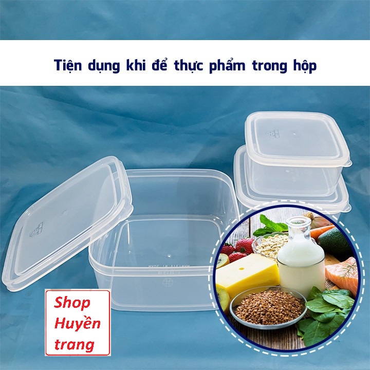 Bộ 3 hộp nhựa chữ nhật (6538) Việt Nhật đựng thực phẩm, bảo quản thức ăn tiện lợi -