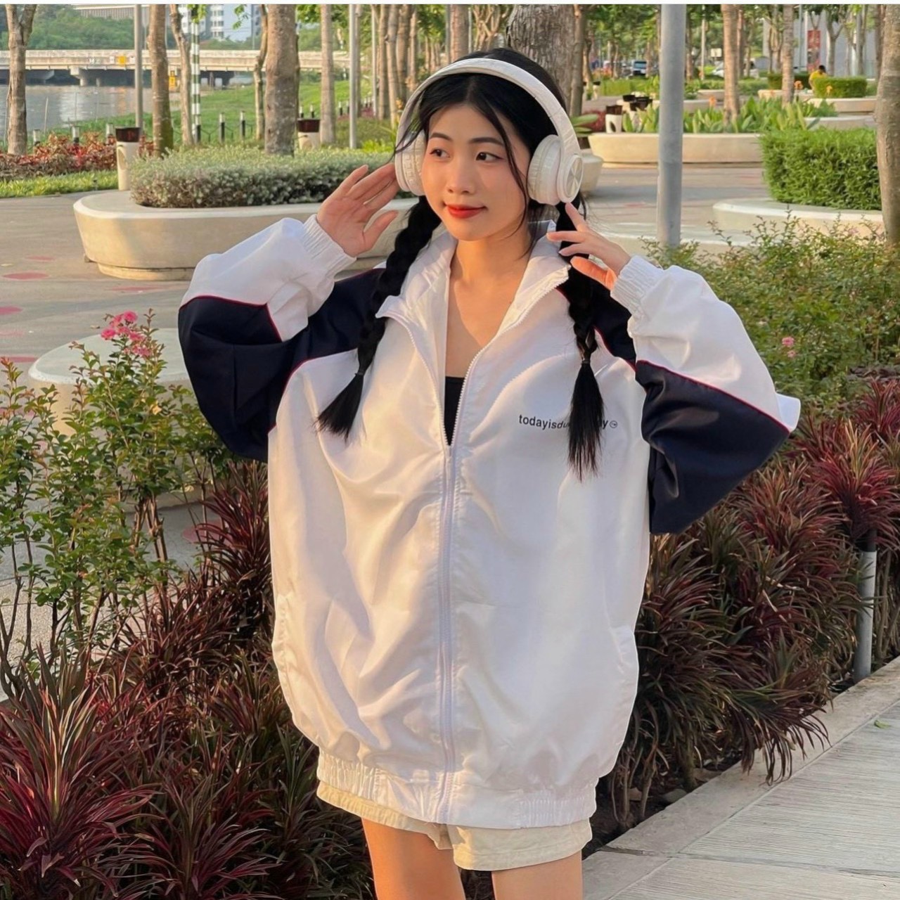 Áo Khoác Dù Cặp Đôi Todayisdumbleday Form Rộng Unisex 2 Lớp Lót Dù Cực Xinh