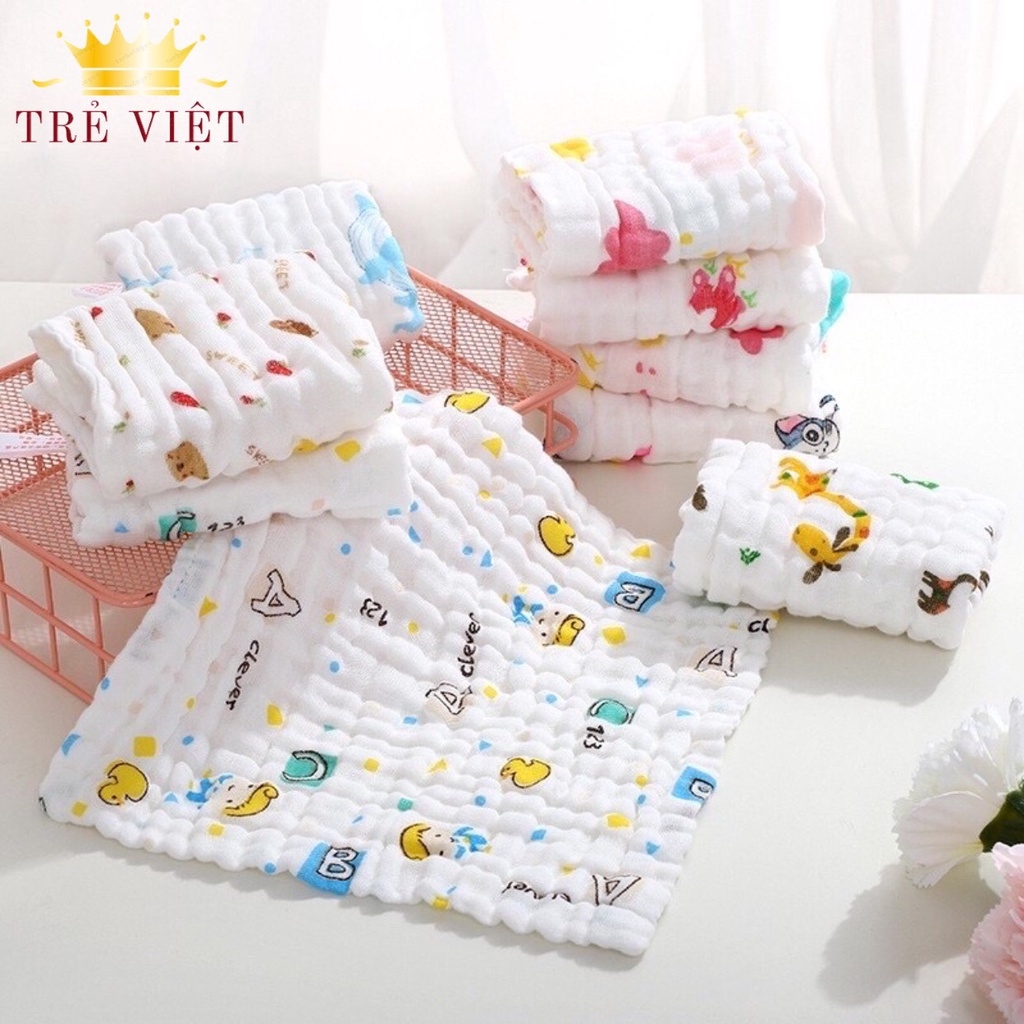 ♗ Khăn mặt khăn tắm cho bé khăn sữa xô 6 lớp vải xô mềm mại thấm hút nhanh an toàn cho da bé