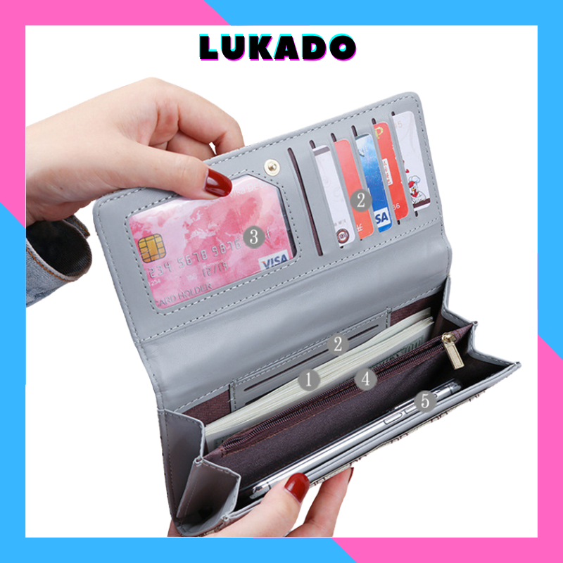 Ví nữ dài cầm tay cao cấp nhiều ngăn thời trang phong cách Hàn Quốc đẹp giá rẻ LUKADO VDCT35