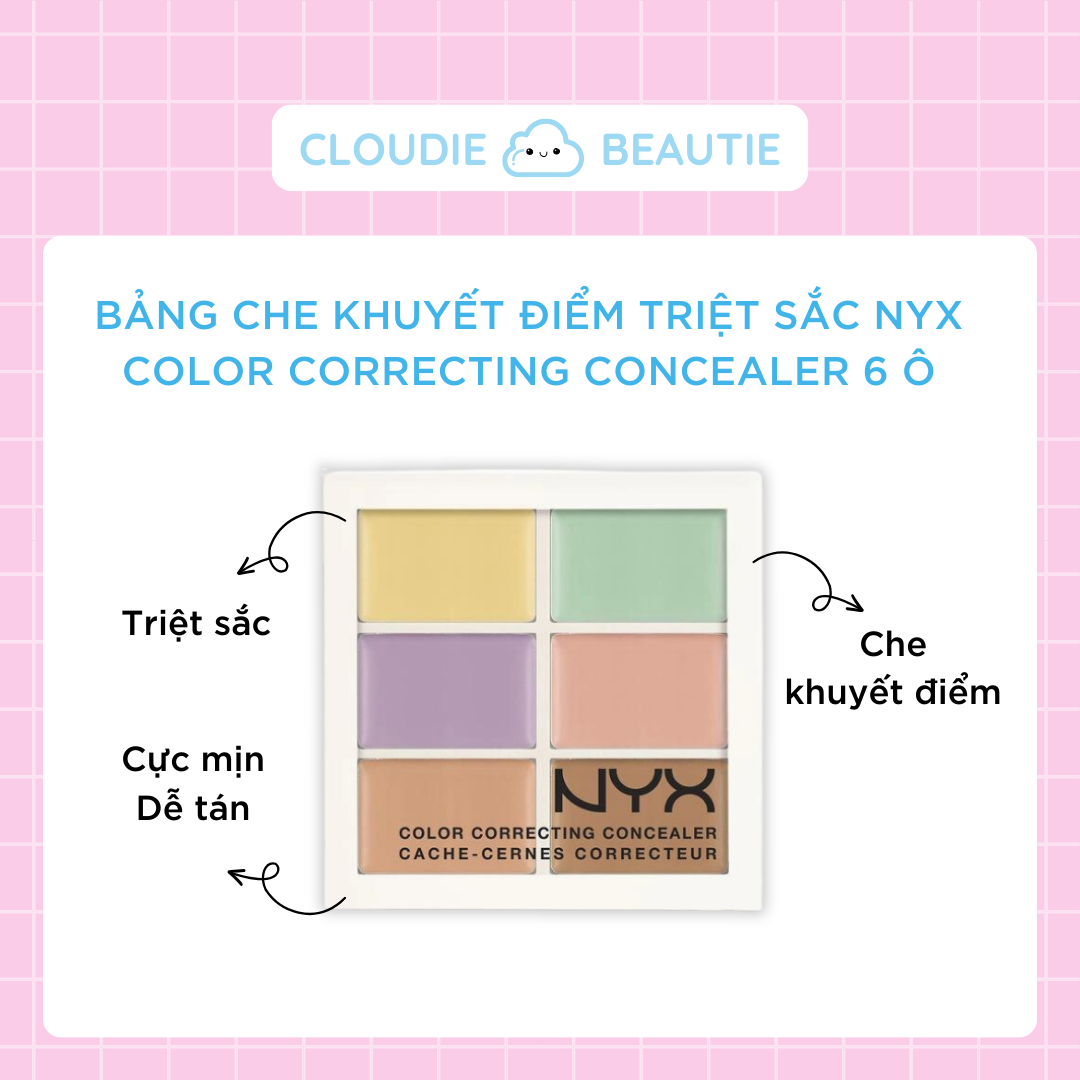 Bảng che khuyết điểm triệt sắc NYX hiệu chỉnh màu da Color Correcting Concealer 6 ô